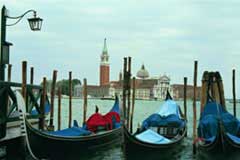 Gondolas in Venice; Actual size=240 pixels wide